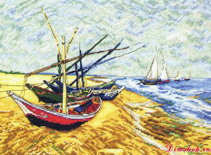 Картина лодки в море у сен мари